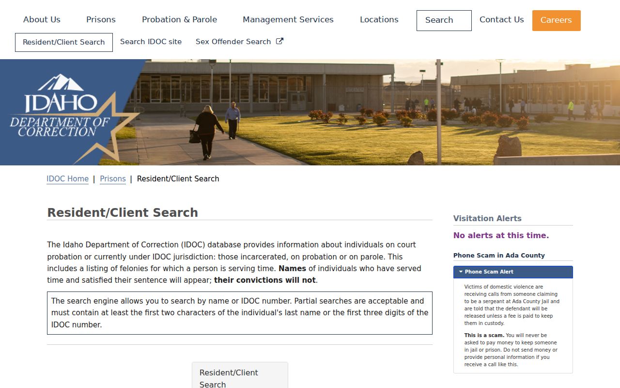 IDOC Resident Client Search